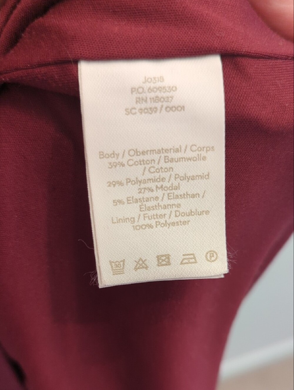 Boden Burgundy Ponte-Knit Dress with Red Trim (US 18L) - Picture 3 of 5